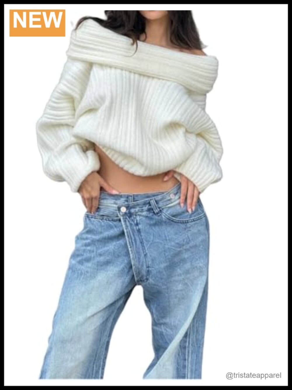 Off Shoulder Batwing Sleeve Oversized Chunky Knit Pullover Sweater